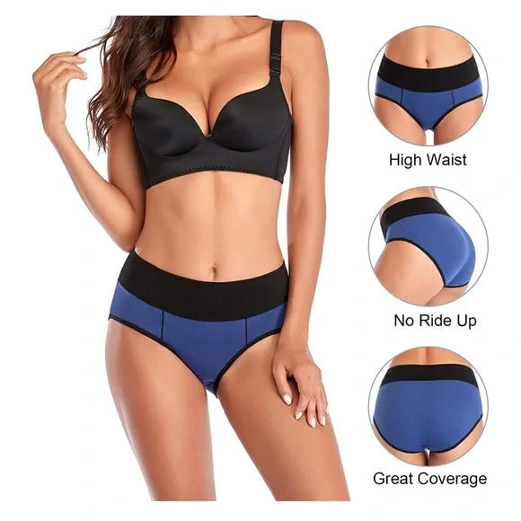 6pcs Cotton Underwear No Muffin Top Full Briefs Soft Stretch Breathable
